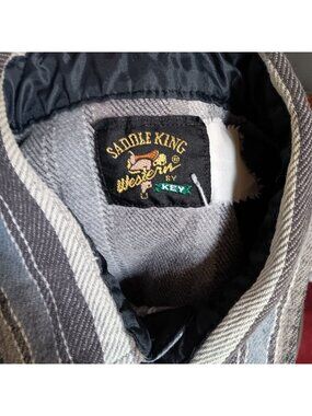 Vintage XL Western Flannel Shirt Saddle King Key Cowboy Skater 1990's All Cotton